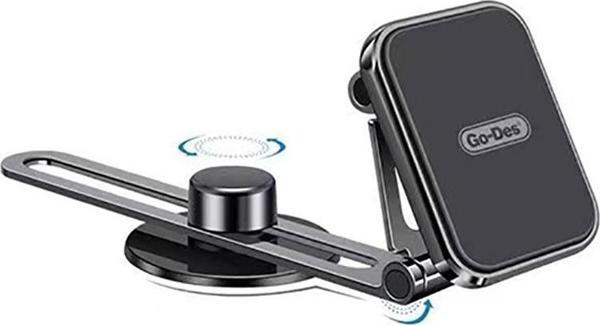 Go-Des Araba Araç İçi Telefon Tutucu GD-HD916 Magnetik Dönebilen Torpido Üstü Düz Zemin Tasarım - Image 1
