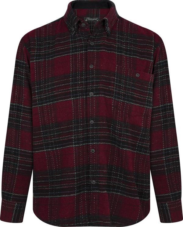 Regular Fit Erkek Kışlık HAKİKİ Oduncu Gömleği Bordo-6913 - Image 1