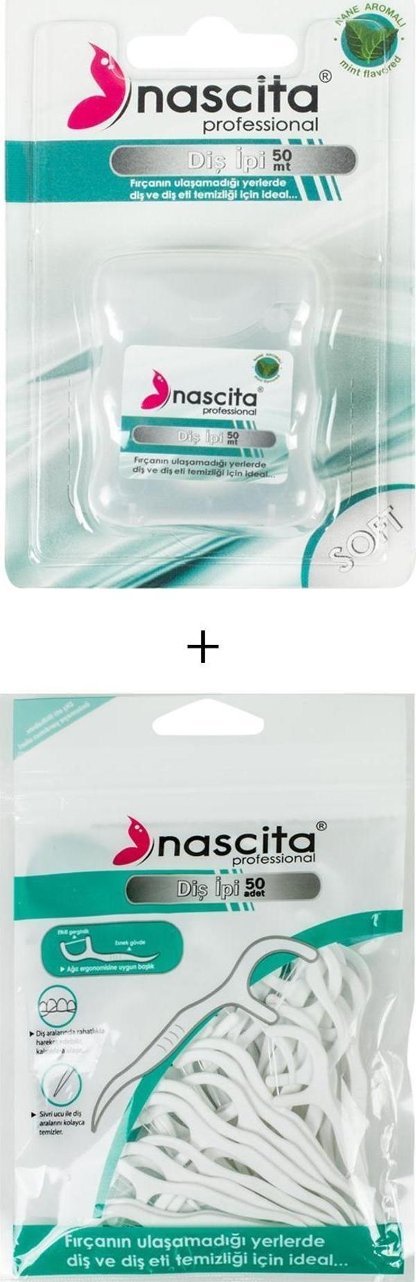 Nascita 50'Lik Nane Aromalı Kürdanlı Diş İpi +  Nascita Diş İpi 50 Mt - Image 1