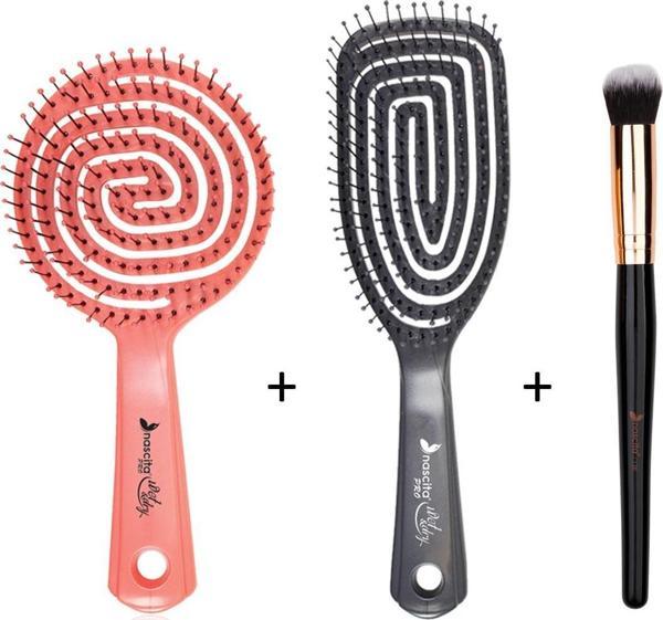 Nascita Pro Üç Boyutlu Saç Fırçası 1 + Nascita Pro Üç Boyutlu Saç Fırçası 2 + Nascita Oval Yapılı Kapatıcı Fırçası 136 - Image 1