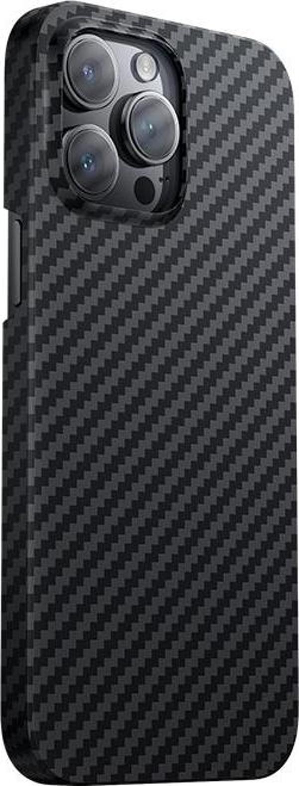 Benks iPhone 14 Pro Max Uyumlu Kılıf Magsafe Şarj Özellikli Karbon Fiber Essential Kevlar Kapak - Image 1
