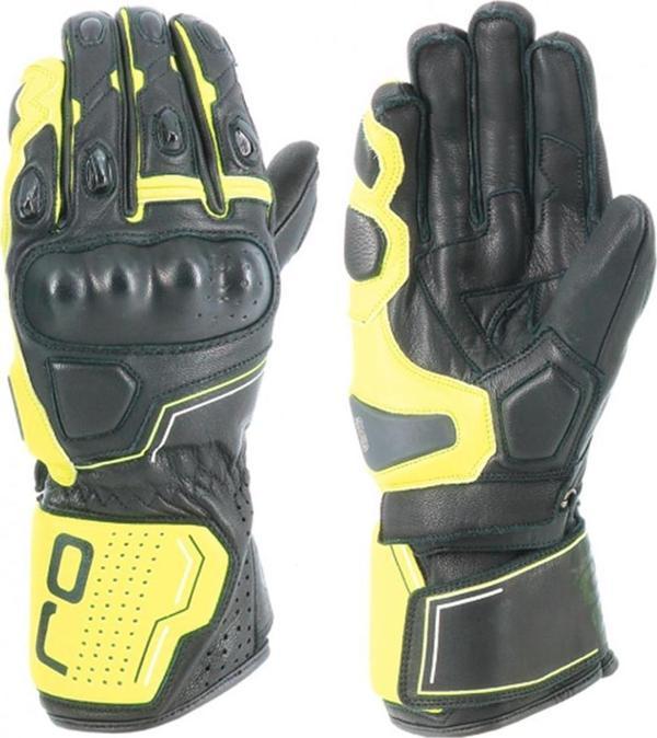 OJ Sleek Siyah/Sarı Korumalı Uzun Racıng Deri Eldiven 2Xl - Image 1