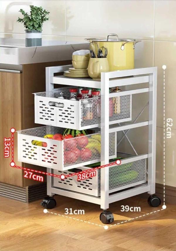 TRENDESK 3 Katlı Lux Metal Siyah Çekmeceli Patates Soğan Sebze Meyve Sepeti Sebzelik 1011-Cn - Image 1