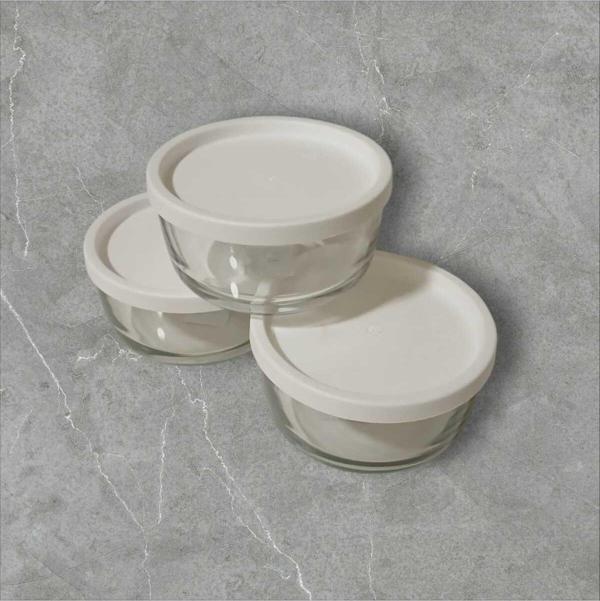 Lav Feyzade Round Saklama Kabı (380 Cc X 3 Adet) Beyaz Kapaklı - Image 1