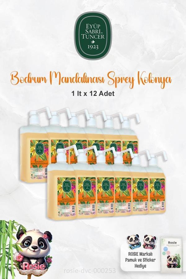 Eyüp Sabri Tuncer 12 Adet Bodrum Mandalinası Sprey Başlıklı Kolonya 1 lt ve ROSIE - Image 1