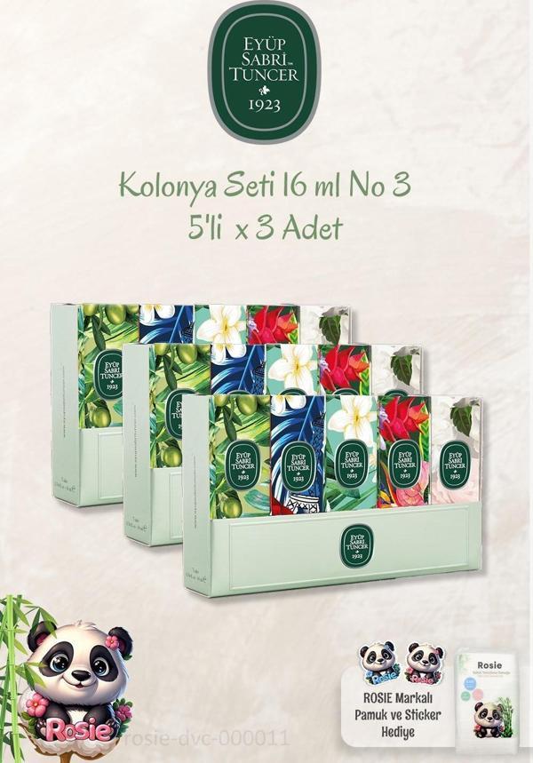 3 Adet Eyüp Sabri Tuncer 5'li Kolonya Set No 3 ve ROSIE Temizleme Pamuğu 60'lı - Image 1