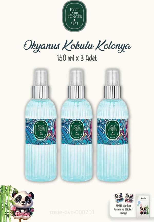 3 Adet Eyüp Sabri Tuncer Okyanus Kolonyası 150 ml ve ROSIE Pamuk 60'lı - Image 1