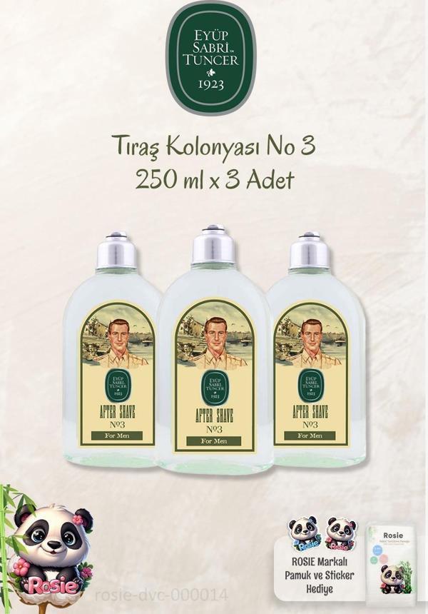 Eyüp Sabri Tuncer 3 Adet Tıraş Kolonyası No 3 ve ROSIE Doğal Pamuk 60'lı - Image 1