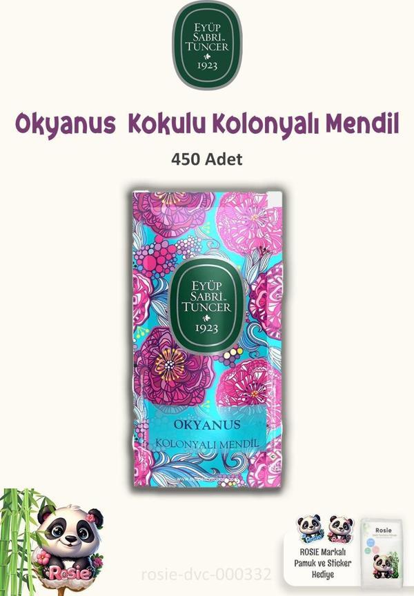 3 Paket Eyüp Sabri Tuncer Kolonyalı Mendil Okyanus 150 li ve ROSIE Pamuk - Image 1