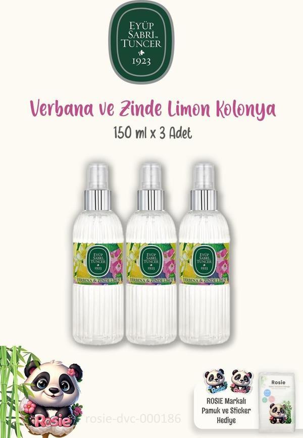 3'lü Eyüp Sabri Tuncer Verbena & Zinde Limon Kolonyası 150 ml ve Doğal ROSIE - Image 1