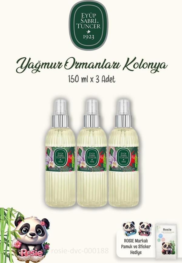 3'lü Eyüp Sabri Tuncer Yağmur Ormanları Kolonyası Sprey 150 ml ve ROSIE Pamuk - Image 1