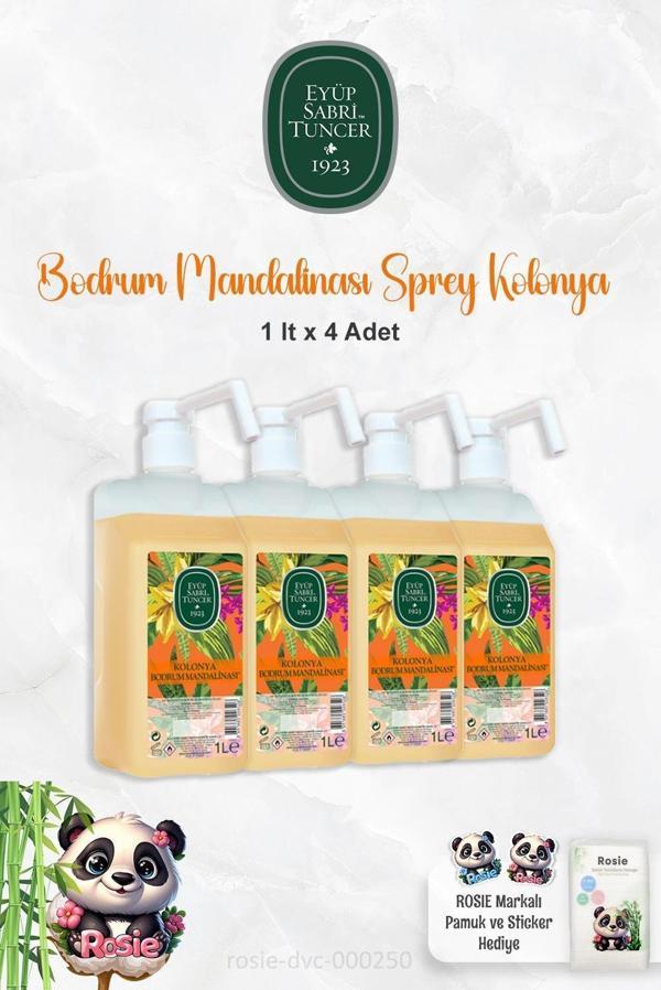 Eyüp Sabri Tuncer 4 Adet Bodrum Mandalinası Sprey Başlıklı Kolonya 1 lt ve ROSIE - Image 1