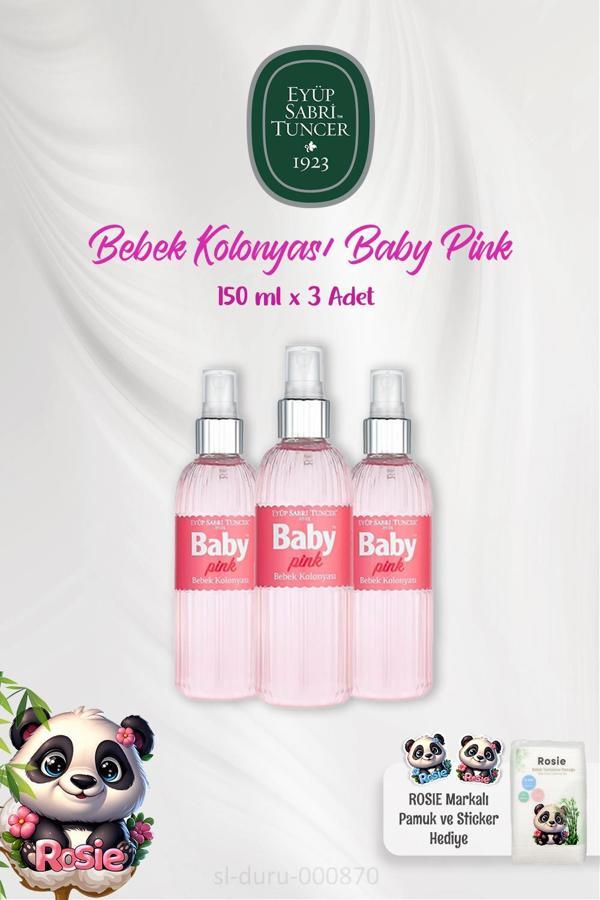 Eyüp Sabri Tuncer 3 Adet Bebek Kolonyası Pink 150 ml ve ROSIE Bebek Pamuğu - Image 1