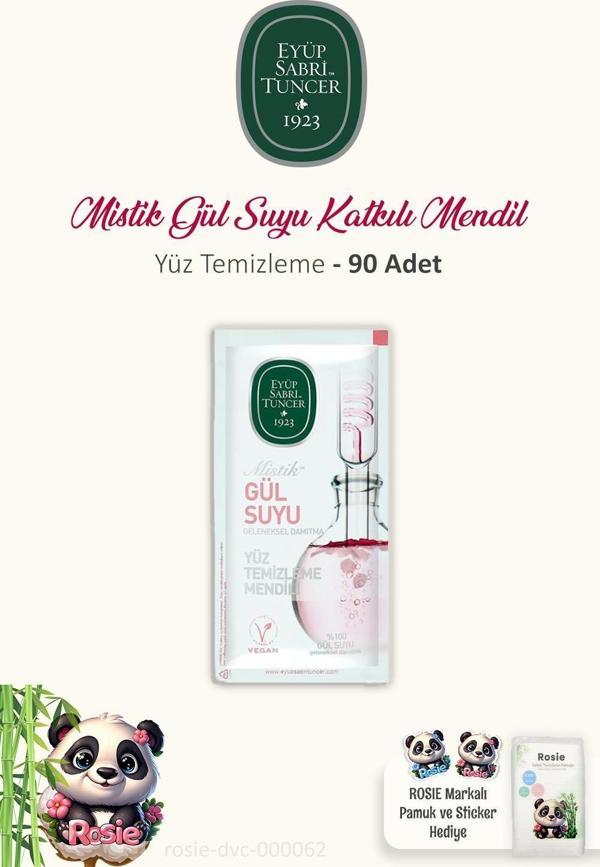 Eyüp Sabri Tuncer 3 Paket 30'lu Gül Suyu Yüz Mendili ve %100 Pamuk ROSIE - Image 1