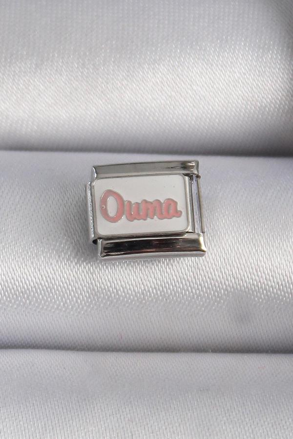 Gümüş Renk Beyaz Pembe Ouma İşlemeli Nomination Charm - EBJ241109W29002 - Image 1