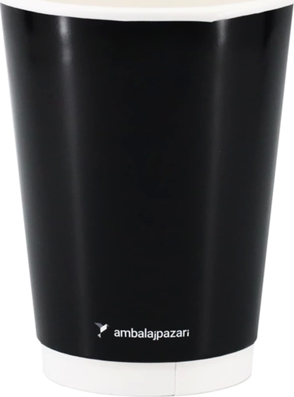 Double Wall Siyah Karton Bardak 14 oz - 25 Adet - Image 1