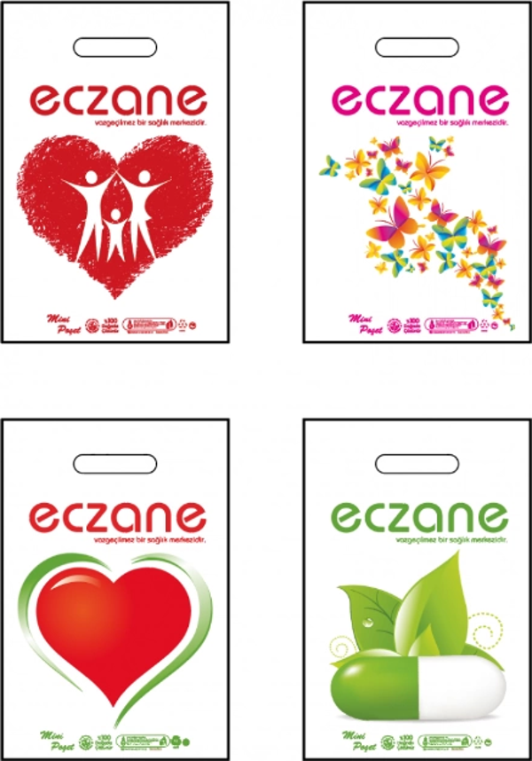 Eczane Baskılı El Geçme Blok Poşet 1 No 22x33 cm ( 5000 Adet ) - Image 1