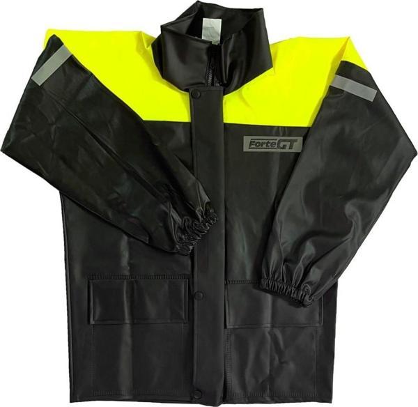 Forte Gt 1134 Pvc Kurye Paketçi Yağmurluğu Takım Cepli Siyah-neon Sarı MEDIUM - Image 1