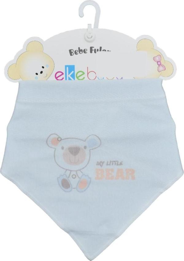 Ekebaby Penye Baskılı Fular Önlük 11984 Açık Mavi - Image 1