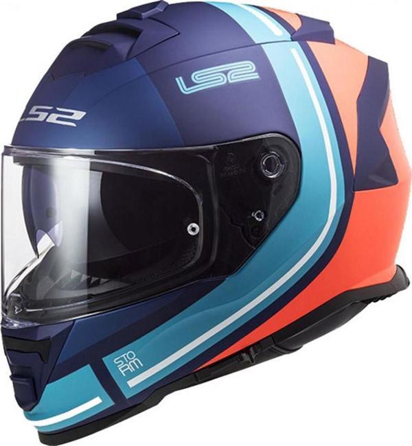 Ls2 Storm Slant Kapalı Kask Mat Mavi-turuncu X-LARGE - Image 1