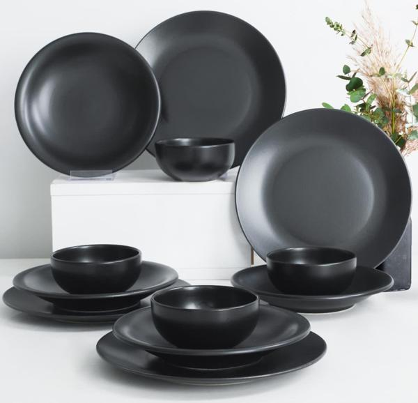 Ege Mat Siyah Yemek Takımı 12 Parça 4 Kişilik - Image 1