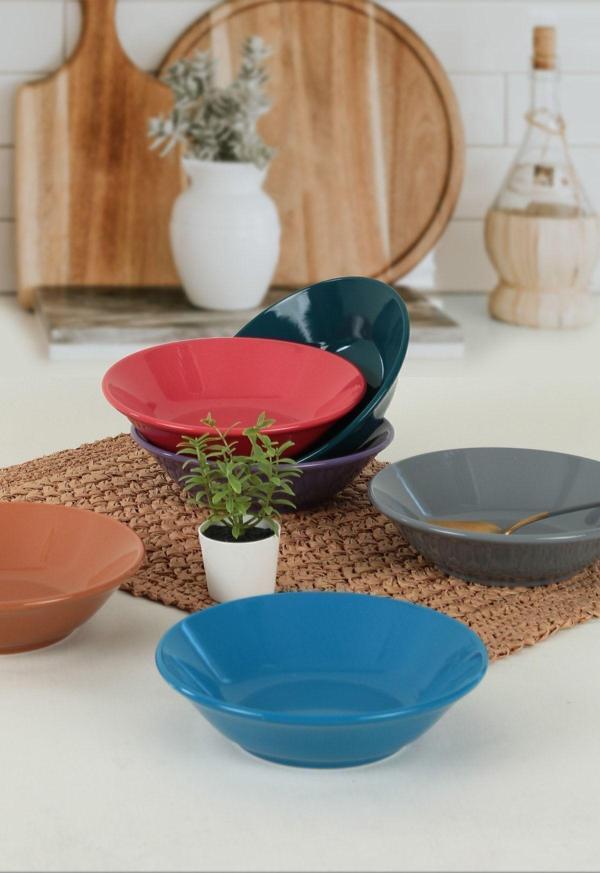 Keramika Mixed Hitit Yemek Tabağı 18 Cm 6 Adet - 406/620 - Image 1