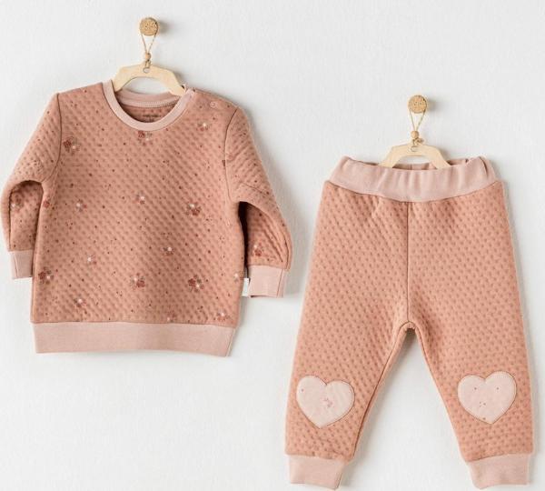 Andywawa Floral Baby 2'li Bebek Takımı AC24368 Gül Kurusu - Image 1
