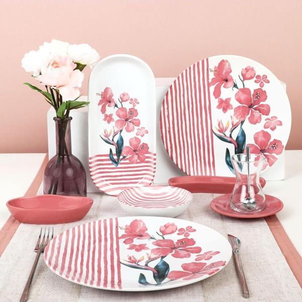 Keramika Pink Line Kahvaltı Takımı 28 Parça 6 Kişilik - Image 1