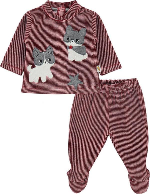 Mini Damla Kadife Kedili 2'li Bebek Takımı 44925 Bordo - Image 1