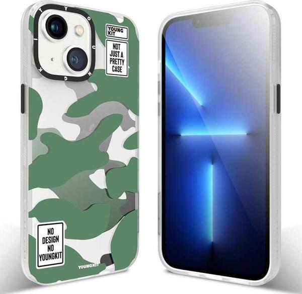 YoungKit Apple iPhone 13 Kılıf Baskılı Desenli Kamuflaj Serisi Kapak - Image 1