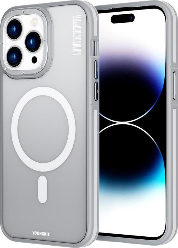 YoungKit iPhone 14 Pro Max Uyumlu Kılıf Magsafe Şarj Özellikli Rock Sand Serisi Kapak - Image 1
