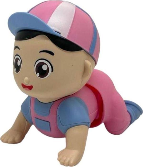 Kutulu Pilli Emekleyen Kasketli Pembe Bebek 11 Cm - Image 1
