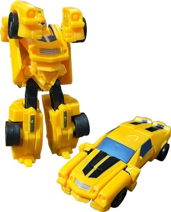 SUPER Warrior Mini Plastik Gövdeli Dönüşebilen Robot Araba 7.5 CM SARI - Image 1