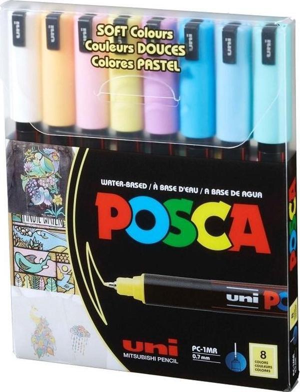 Uni-Ball UNİ POSTER MARKÖRÜ POSCA SET PC-1MR/8C SC SOFT RENK 8 Lİ - Image 1