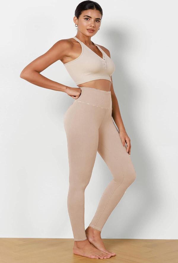 Kadın Yüksek Bel Fitilli Esnek Spor Tayt 4117 - Image 1