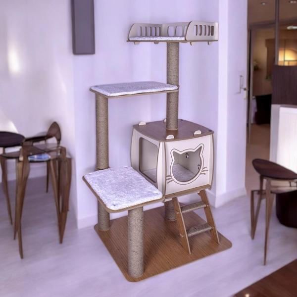 Pati Homes Pro Katlı Kedi Oyun Evi XL Yataklı - Kedi Tırmalaması - Image 1