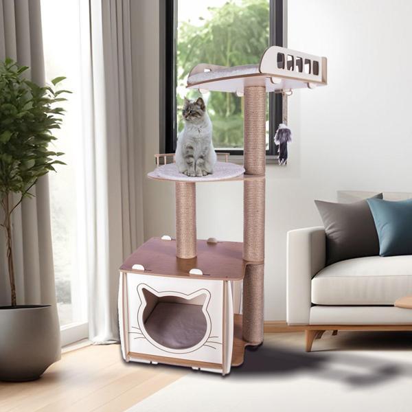 Patihomes XL Lâl Katlı Yataklı Kedi Tırmalama Oyun Evi  - Image 1