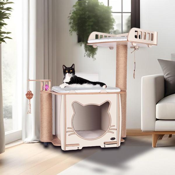 Pati Homes XL Happy Yataklı Kedi Evi - Kedi Tırmalaması - Image 1