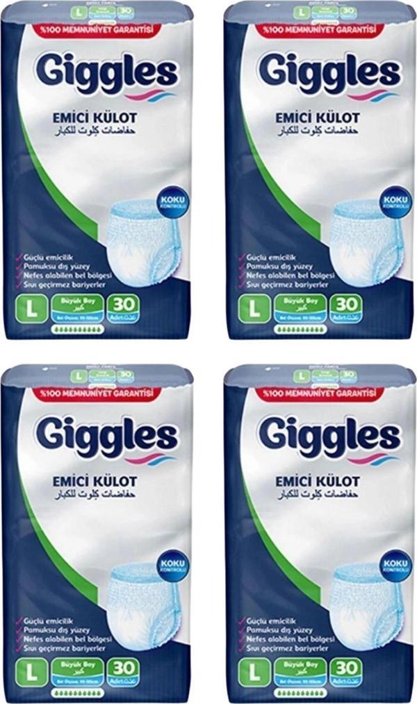 giggles Külotlu Yetişkin Hasta Bezi Büyük Boy L Beden 30 Lu X 4 Adet - Image 1