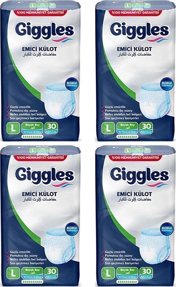 giggles Yetişkin Emici Külot Large 30'Lu 4 Paket (120 Adet) - Image 1