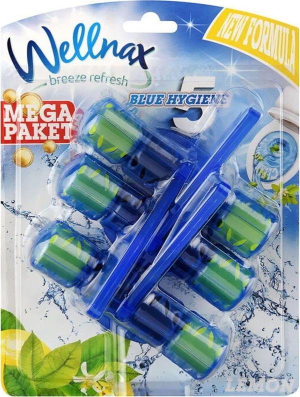 Wellnax Wc Klozet Blok Limon Ferahlığı 3'Lü Mavi Su Paket - Wc Klozet Bloğu Limon Kokulu 3'Lü Mavi Su Paket - Image 1