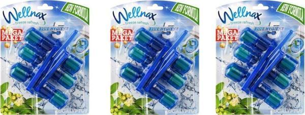 Wellnax Wc Klozet Blok Okaliptus Ferahlığı 3'Lü Mavi Paket - Wc Klozet Bloğu Okaliptus 3'Lü Mavi Su Paket X3 - Image 1