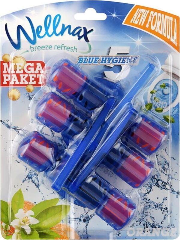 Wellnax Breeze Refresh Wc Klozet Blok Portakal Çiçeği 3'Lü Mavi Su Paket X1 - Image 1