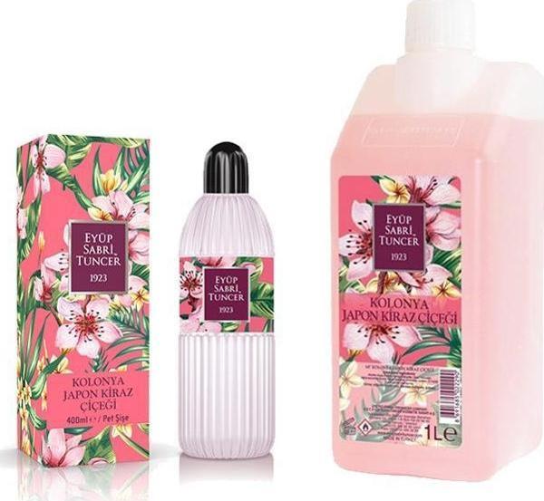 Eyüp Sabri Tuncer Japon Kiraz Çiçeği Kolonyası 400 ml Pet Şişe ve 1 Litre Yedek Şişe - Image 1