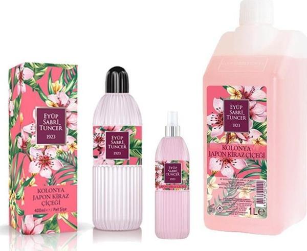 Eyüp Sabri Tuncer Japon Kiraz Çiçeği Kolonyası Yedek Şişe 1 lt, 400 ML ve 150 ML - Image 1