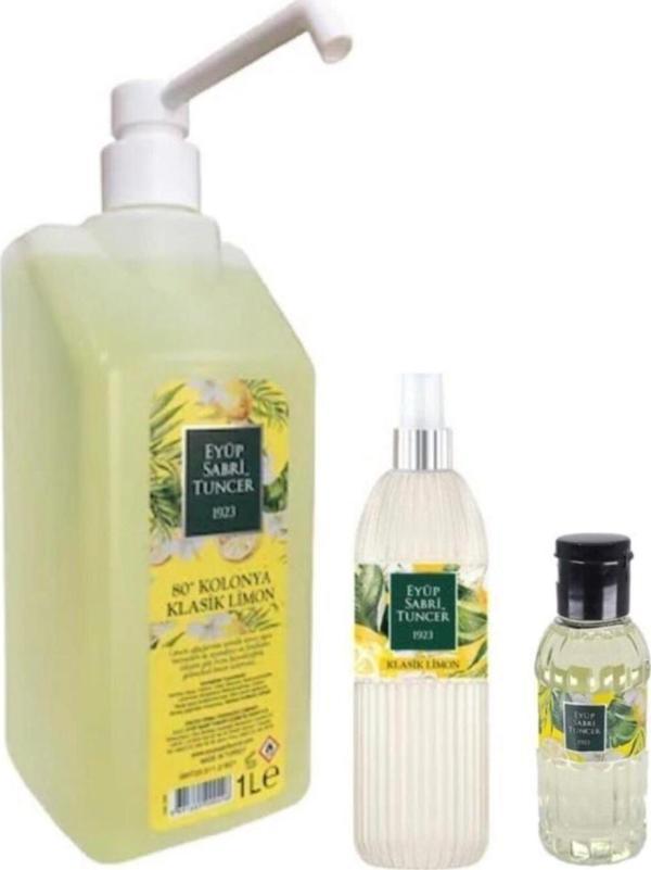 Eyüp Sabri Tuncer Klasik Limon Kolonyası 1 Litre Sprey, 150 ve 50 ml - Pet Şişe - Image 1