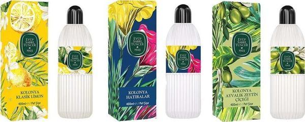 Eyüp Sabri Tuncer Kolonya Klasik Limon, Hatıralar ve Ayvalık Zeytin Çiçeği Pet Şişe 400 ml - Image 1