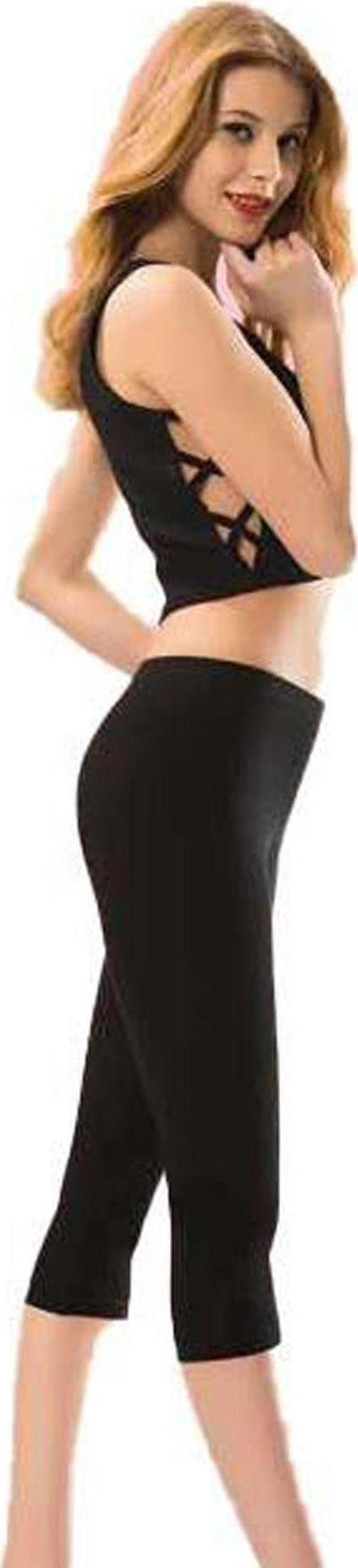 Kota Kadın 4005 Düz Desensiz Yüksek Bel Dizaltı Bayan Kapri Tayt  - Image 1