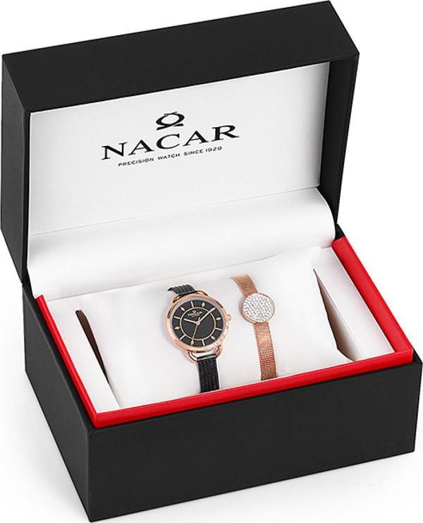Nacar NC34-39MD1612-EBM-SET Siyah Hasır Band Kadın Kol Saati - Image 1