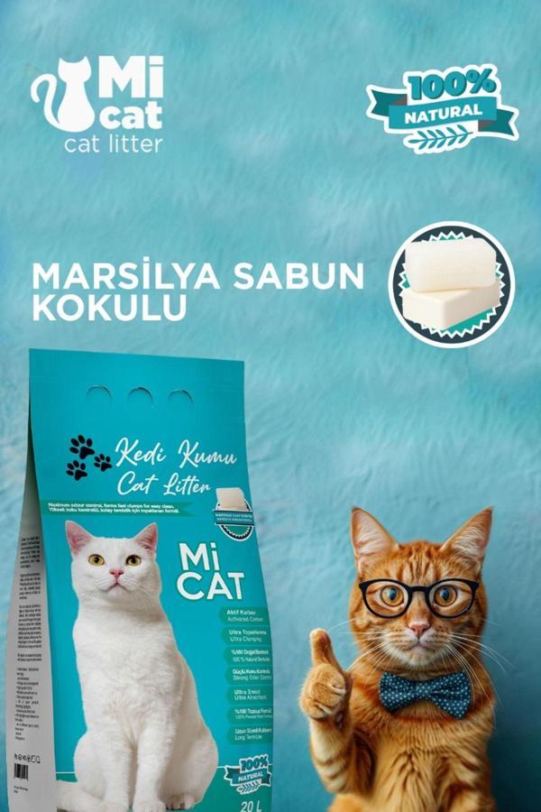 Mi Cat 20 Litre Marsilya Sabun Kokulu Kedi Kumu Koku Hapseden Süper Topaklanan Ve Tozsuz - Image 1
